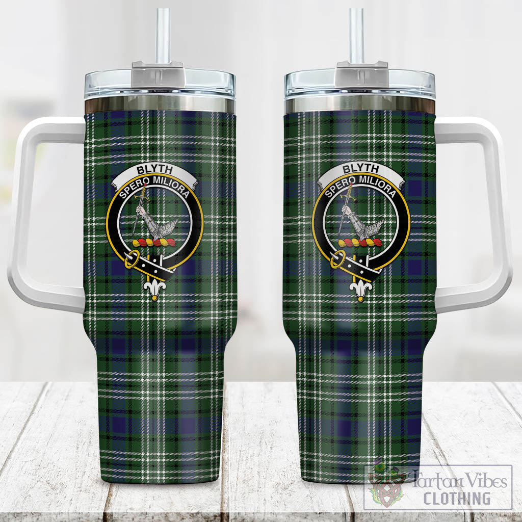 Tartan Vibes Clothing Blyth Tartan and Family Crest Tumbler with Handle