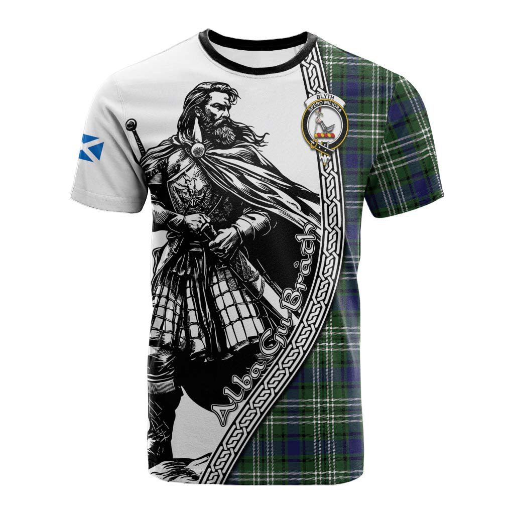 Blyth Tartan Clan Crest Cotton T-shirt with Highlander Warrior Celtic Style Kid's Shirt - Tartan Vibes Clothing