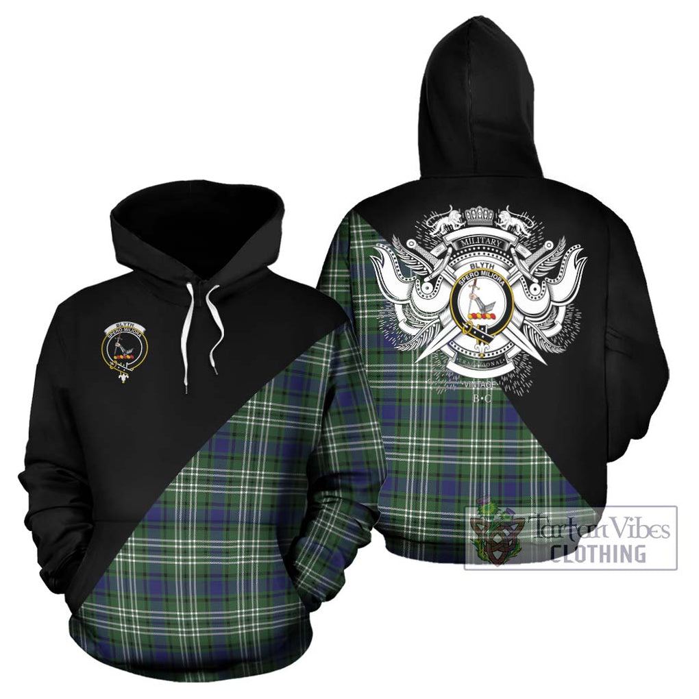 Blyth Tartan Hoodie with Family Crest and Military Logo Style Zip Hoodie - Tartan Vibes Clothing