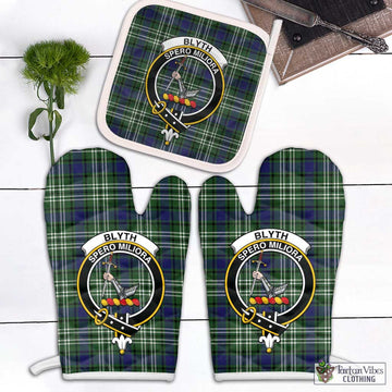 Blyth Tartan Combo Oven Mitt & Pot-Holder with Family Crest Combo 1 Oven Mitt & 1 Pot-Holder White - Tartan Vibes Clothing