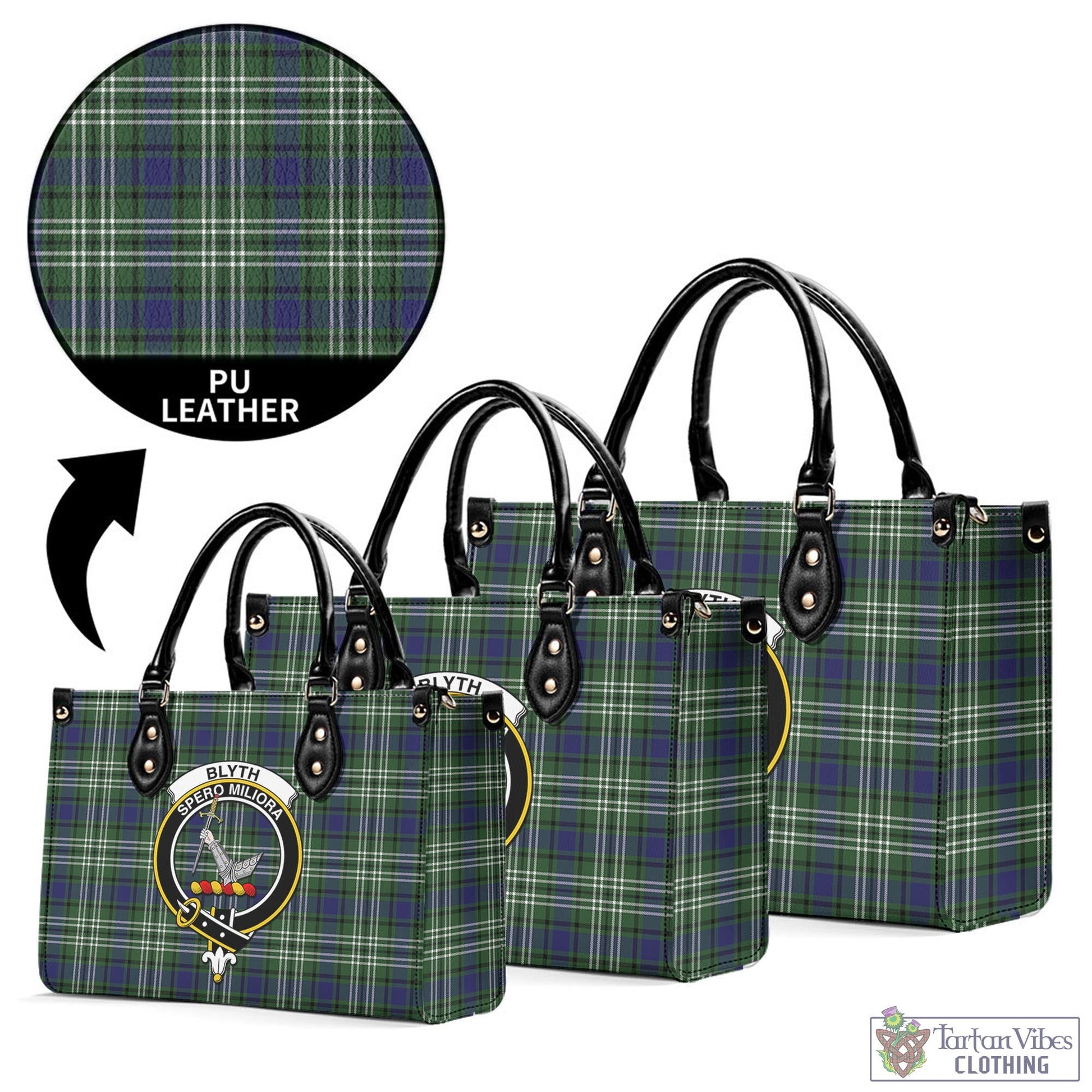 Blyth Tartan Luxury Leather Handbags with Family Crest L - Tartan Vibes Clothing