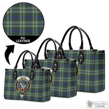 Blyth Tartan Luxury Leather Handbags with Family Crest L - Tartan Vibes Clothing