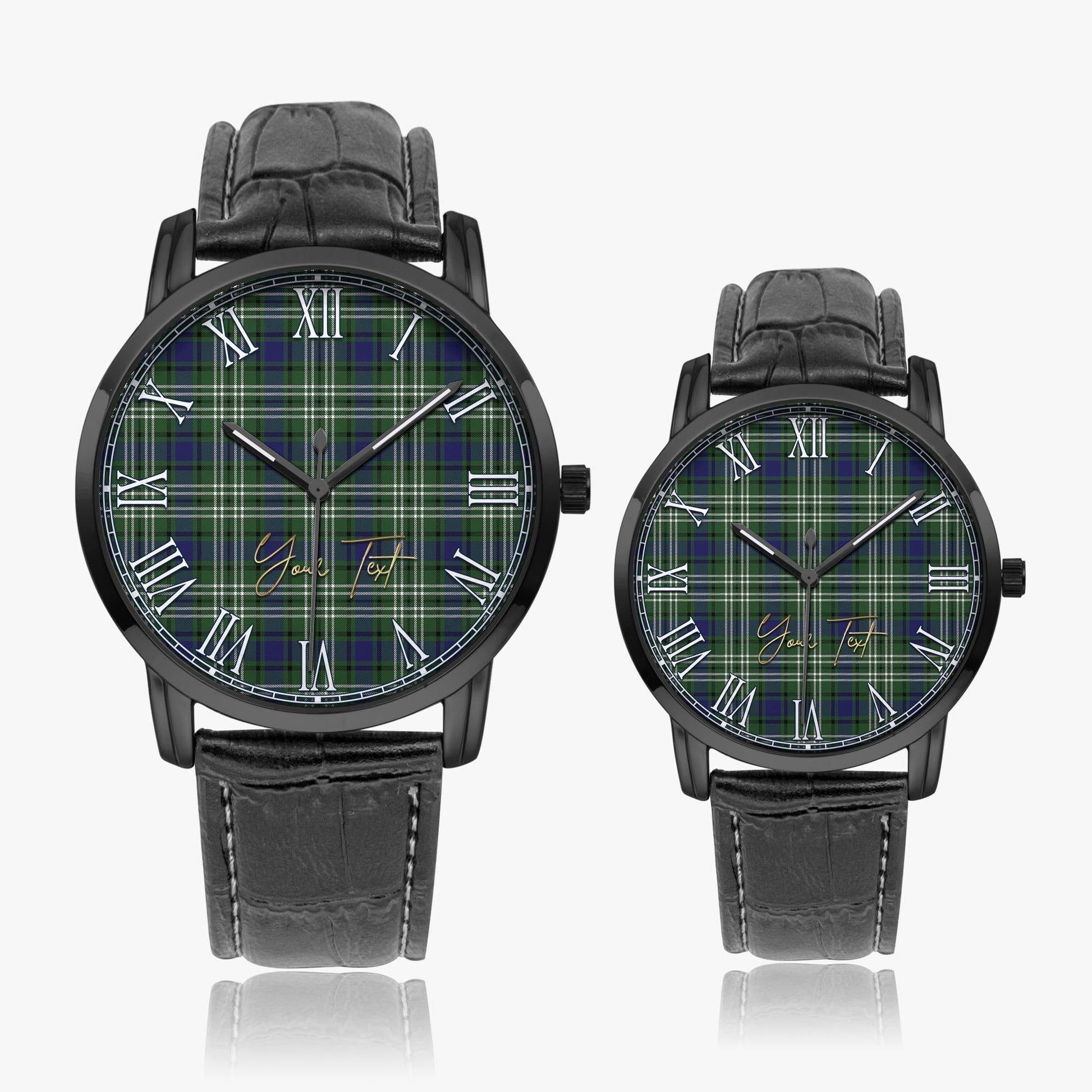 Blyth Tartan Personalized Your Text Leather Trap Quartz Watch Wide Type - Tartan Vibes Clothing