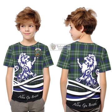 Blyth Tartan Kid T-Shirt with Alba Gu Brath Regal Lion Emblem Youth XL Size14 - Tartan Vibes Clothing