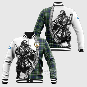 Blyth Tartan Clan Crest Baseball Jacket with Highlander Warrior Celtic Style Unisex - Tartan Vibes Clothing