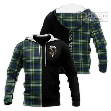 Blyth Tartan Knitted Hoodie with Family Crest and Half Of Me Style Unisex Knitted Pullover Hoodie - Tartan Vibes Clothing