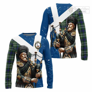 Blyth Tartan Long Sleeve T-Shirt with Family Crest Scottish Bagpiper Vibes Unisex - Tartan Vibes Clothing