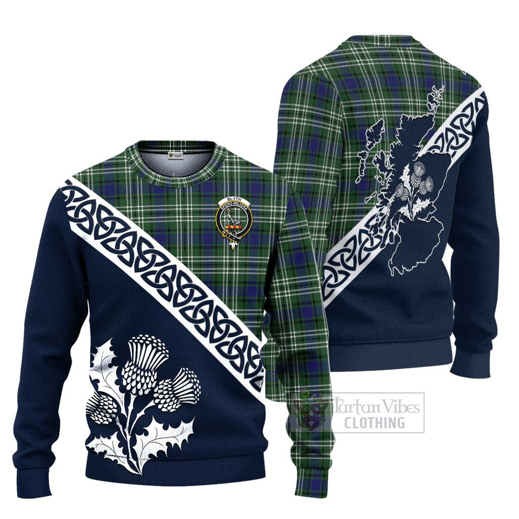 Blyth Tartan Ugly Sweater Featuring Thistle and Scotland Map Unisex - Tartan Vibes Clothing