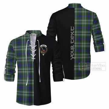 Blyth Tartan Ghillie Kilt Shirt with Family Crest and Half Of Me Style Men - Tartan Vibes Clothing