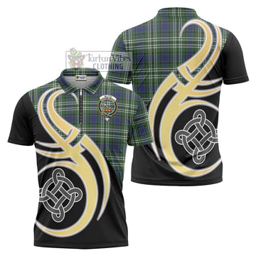 Blyth Tartan Zipper Polo Shirt with Family Crest and Celtic Symbol Style Unisex - Tartan Vibes Clothing