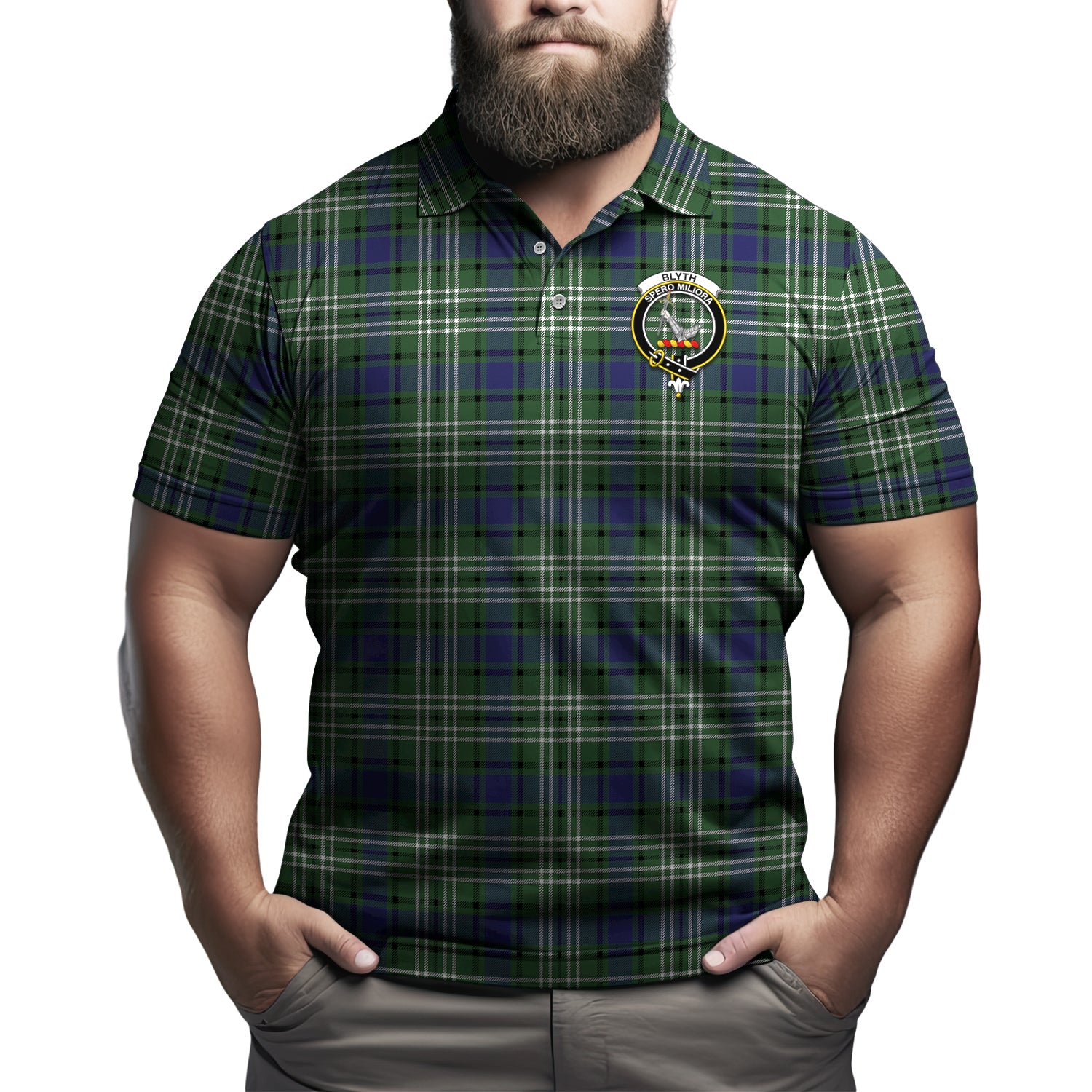 Blyth Tartan Men's Polo Shirt with Family Crest - Tartanvibesclothing