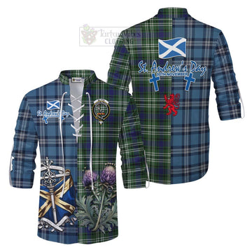 Blyth Tartan Ghillie Kilt Shirt Happy St. Andrew's Day Half Tartan Style Men - Tartan Vibes Clothing