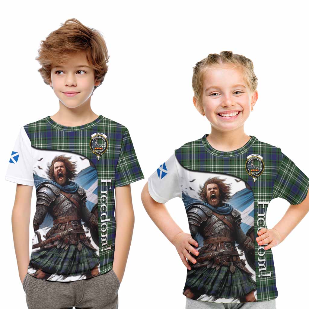 Tartan Vibes Clothing Blyth Crest Tartan Kid T-Shirt Inspired by the Freedom of Scottish Warrior