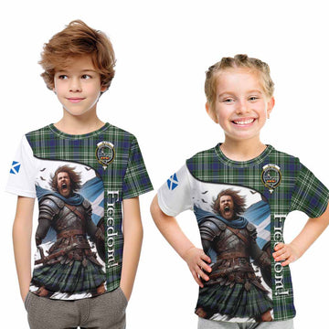 Tartan Vibes Clothing Blyth Crest Tartan Kid T-Shirt Inspired by the Freedom of Scottish Warrior