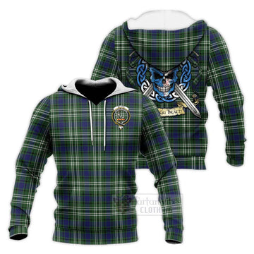 Blyth Tartan Knitted Hoodie with Family Crest Celtic Skull Style Unisex Knitted Pullover Hoodie - Tartan Vibes Clothing