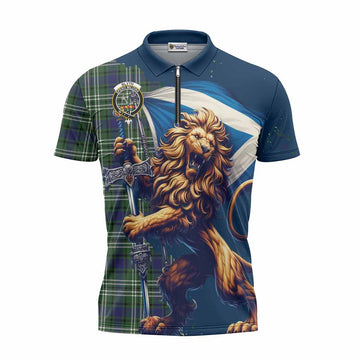 Blyth Tartan Family Crest Zipper Polo Shirt with Scottish Majestic Lion Unisex - Tartan Vibes Clothing