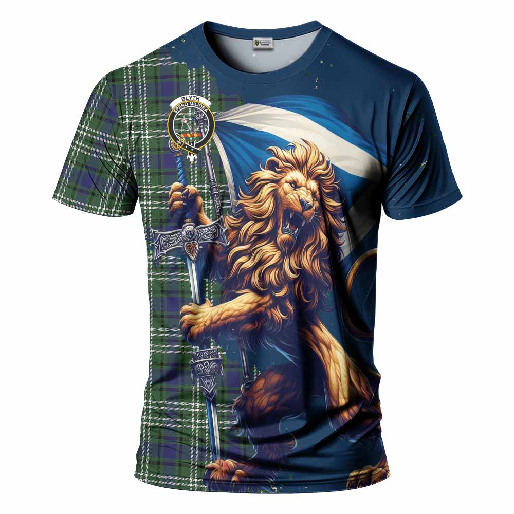 Blyth Tartan Family Crest T-Shirt with Scottish Majestic Lion Kid's Shirt - Tartan Vibes Clothing