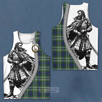 Tartan Vibes Clothing Blyth Tartan Clan Crest Men's Tank Top with Highlander Warrior Celtic Style