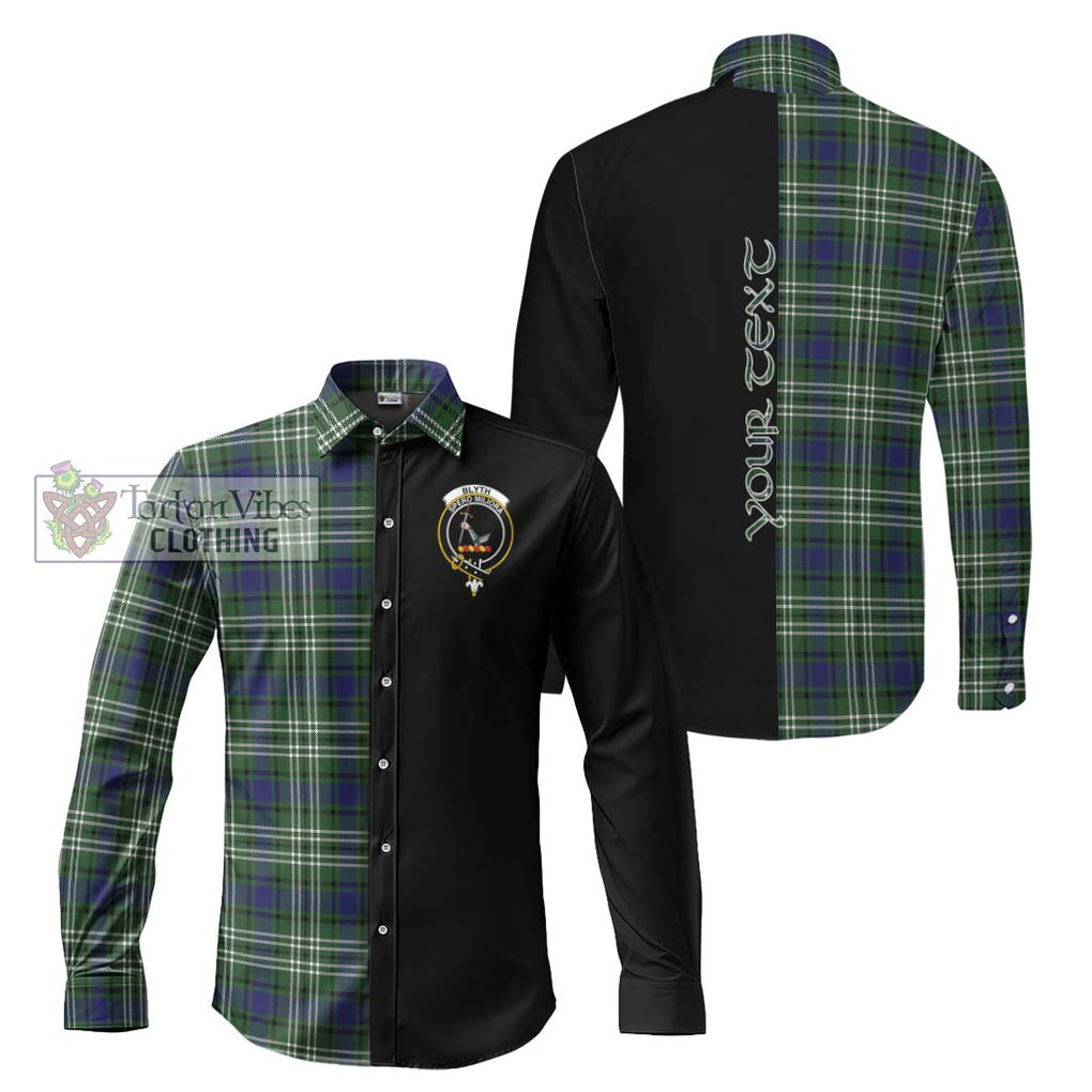 Blyth Tartan Long Sleeve Button Shirt with Family Crest and Half Of Me Style Men's Shirt S - Tartanvibesclothing Shop