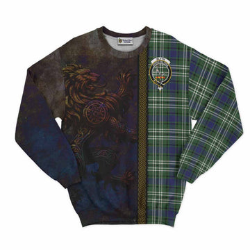 Tartan Vibes Clothing Blyth Tartan Family Crest Sweatshirt Alba Gu Brath Be Brave Lion Ancient Style