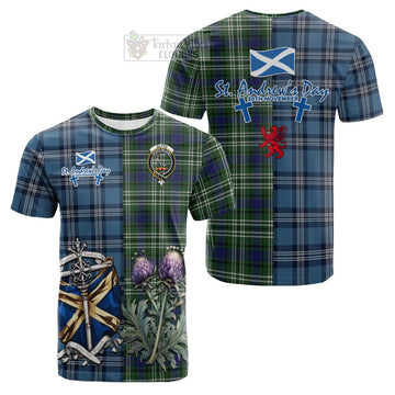 Blyth Tartan Cotton T-shirt Happy St. Andrew's Day Half Tartan Style Kid's Shirt - Tartan Vibes Clothing