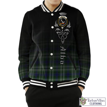 Tartan Vibes Clothing Blyth Tartan Baseball Jacket Featuring Alba Gu Brath Family Crest Celtic Inspired