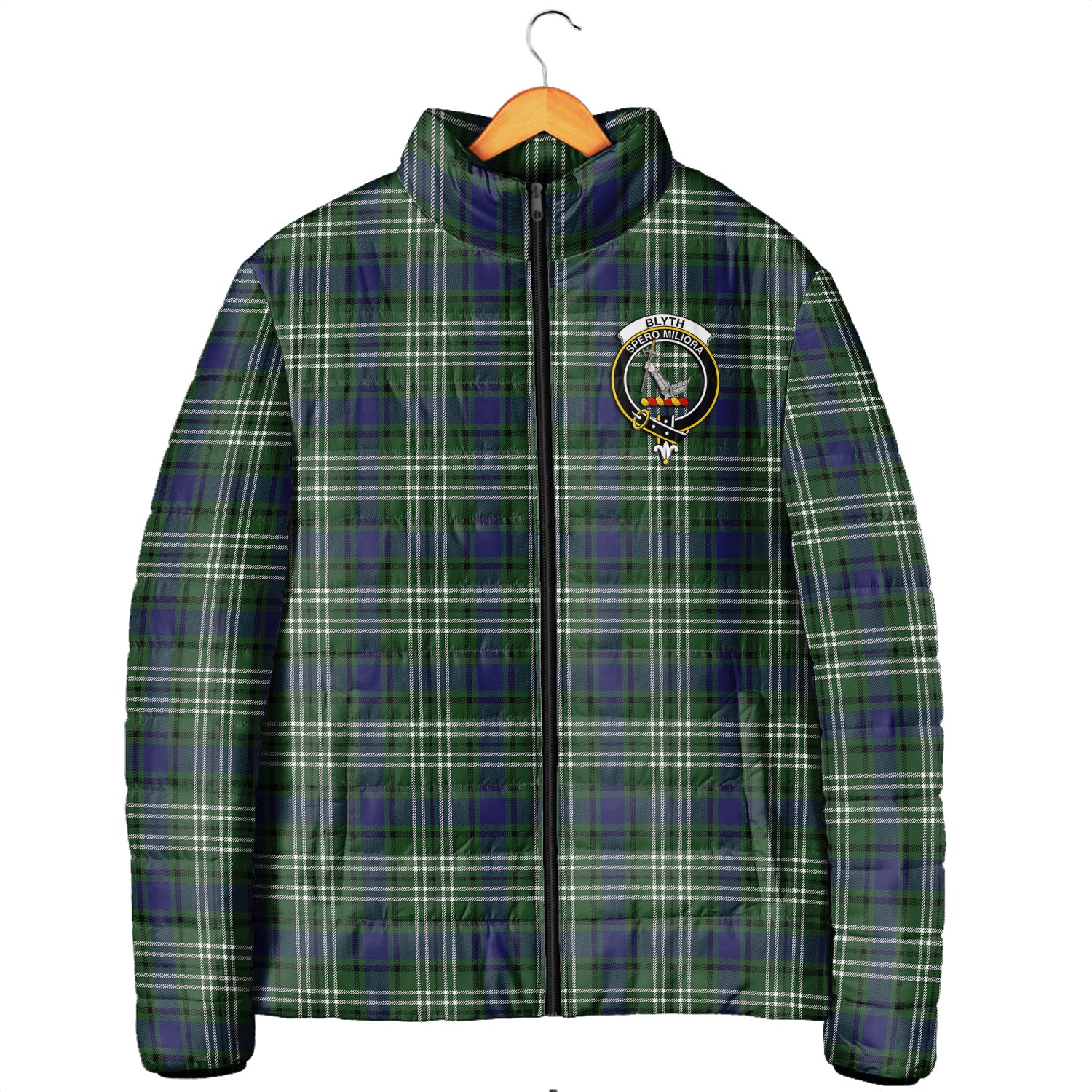 Blyth Tartan Padded Jacket with Family Crest Men's Padded Jacket - Tartan Vibes Clothing