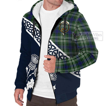 Blyth Tartan Sherpa Hoodie Featuring Thistle and Scotland Map - Tartan Vibes Clothing