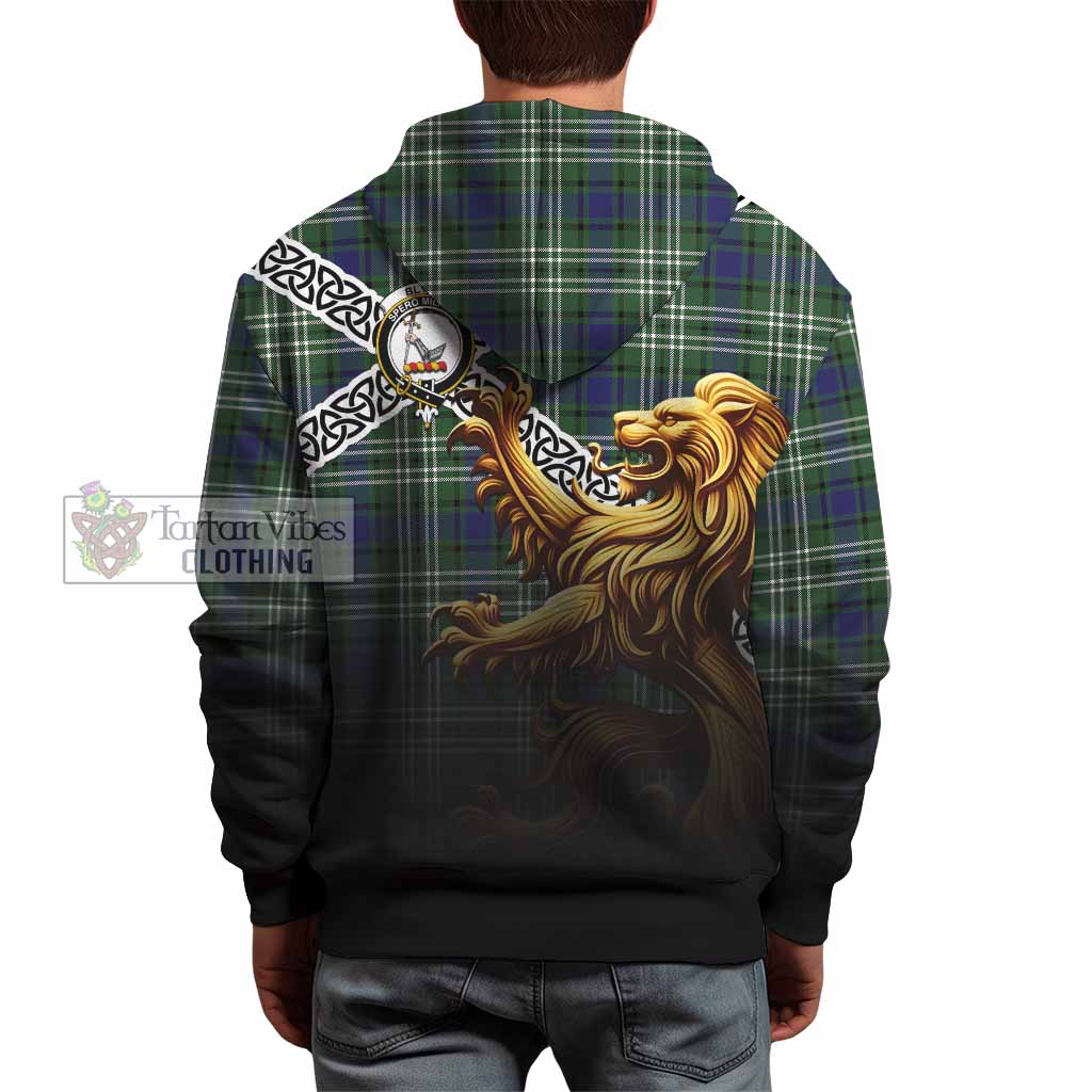 Blyth Crest Tartan Hoodie with Golden Lion Emblem Celtic Style - Tartan Vibes Clothing
