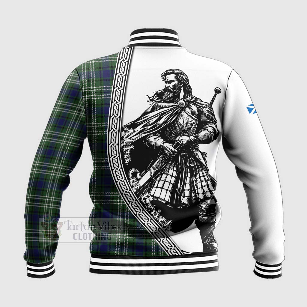 Blyth Tartan Clan Crest Baseball Jacket with Highlander Warrior Celtic Style - Tartan Vibes Clothing