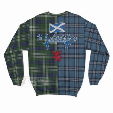 Blyth Tartan Sweatshirt Happy St. Andrew's Day Half Tartan Style - Tartan Vibes Clothing