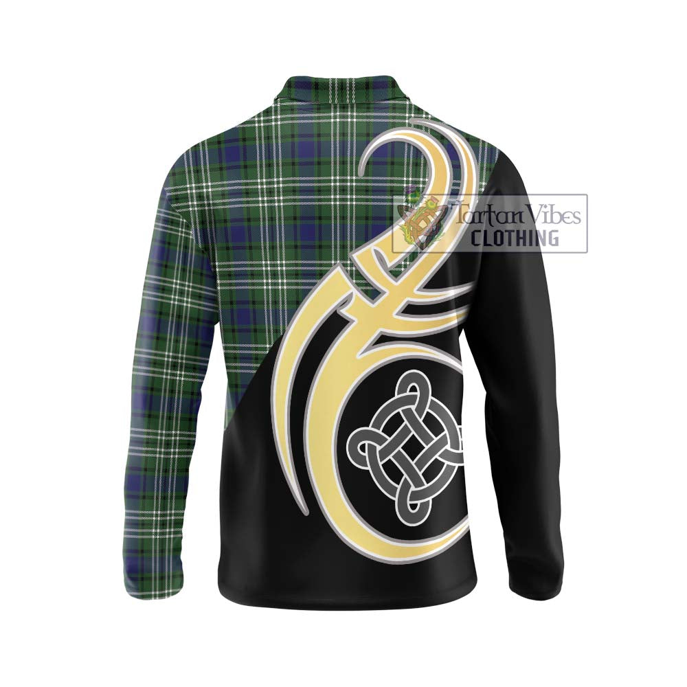 Blyth Tartan Long Sleeve Polo Shirt with Family Crest and Celtic Symbol Style - Tartan Vibes Clothing