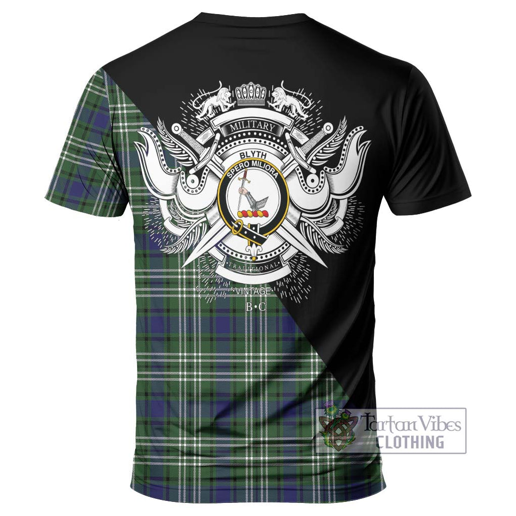 Blyth Tartan T-Shirt with Family Crest and Military Logo Style - Tartan Vibes Clothing