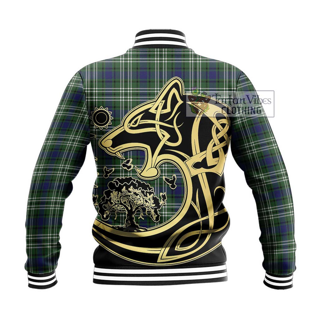 Blyth Tartan Baseball Jacket with Family Crest Celtic Wolf Style - Tartan Vibes Clothing