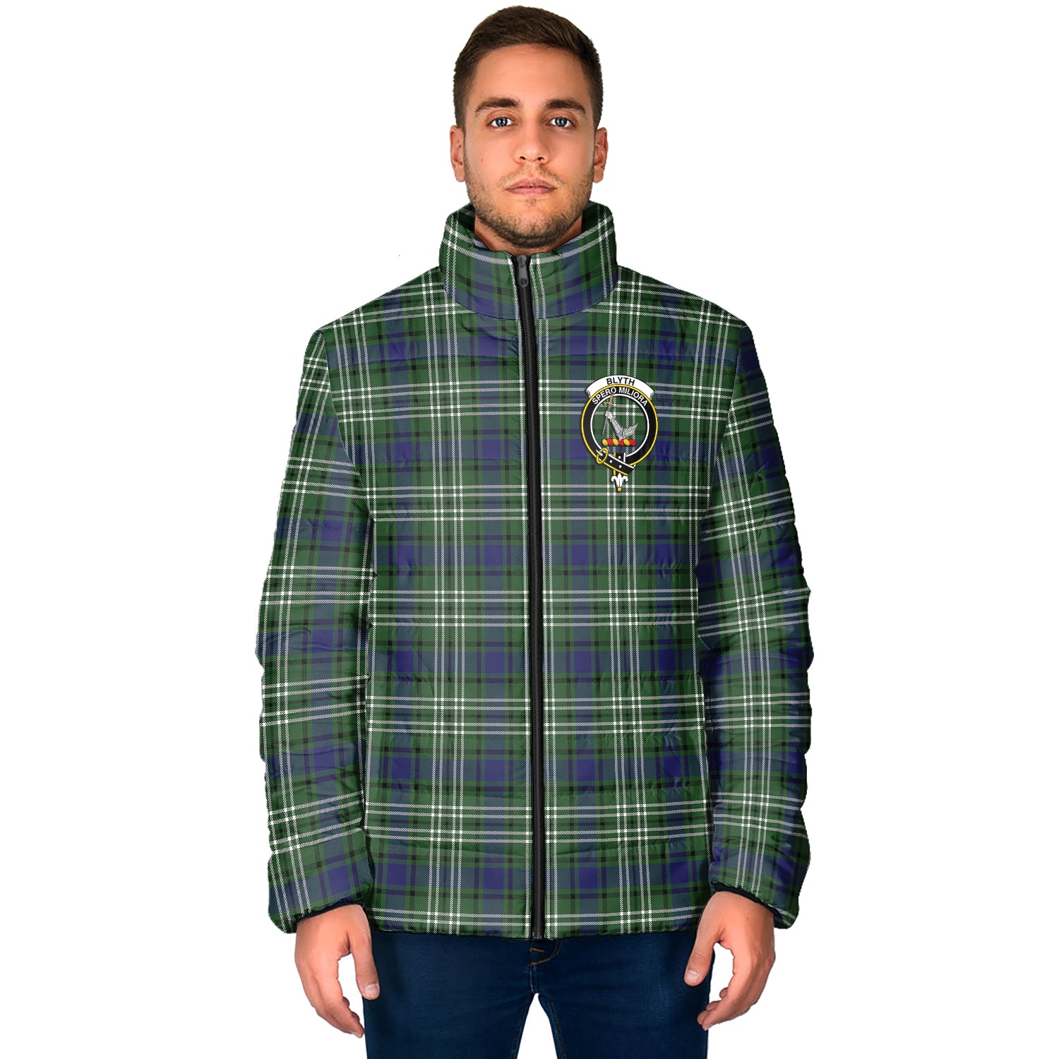 Blyth Tartan Padded Jacket with Family Crest - Tartan Vibes Clothing