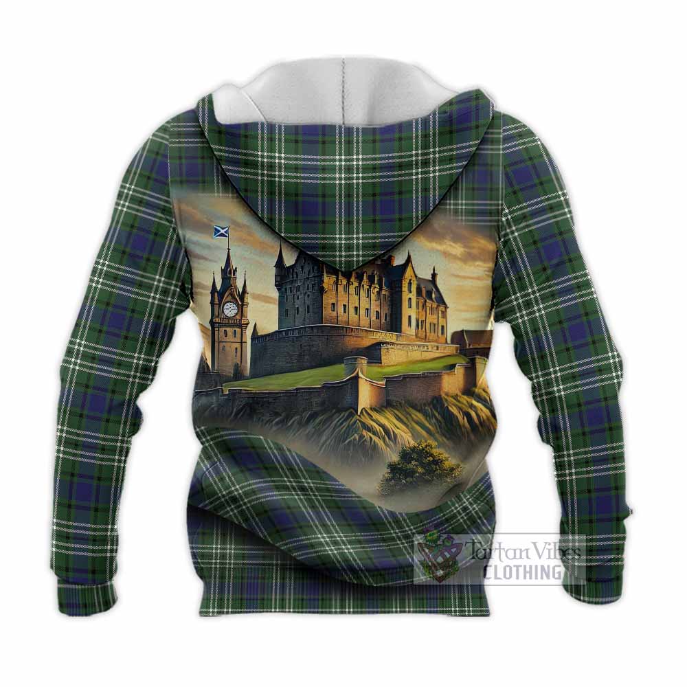 Blyth Tartan Family Crest Knitted Hoodie with Scottish Ancient Castle Style - Tartan Vibes Clothing