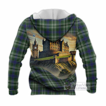 Blyth Tartan Family Crest Knitted Hoodie with Scottish Ancient Castle Style - Tartan Vibes Clothing