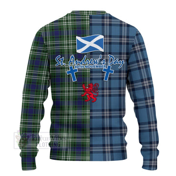 Blyth Tartan Knitted Sweater Happy St. Andrew's Day Half Tartan Style - Tartan Vibes Clothing