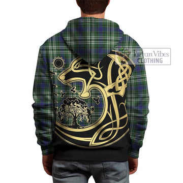 Blyth Tartan Hoodie with Family Crest Celtic Wolf Style - Tartan Vibes Clothing