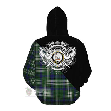 Blyth Tartan Cotton Hoodie with Family Crest and Military Logo Style Pullover Hoodie - Tartan Vibes Clothing
