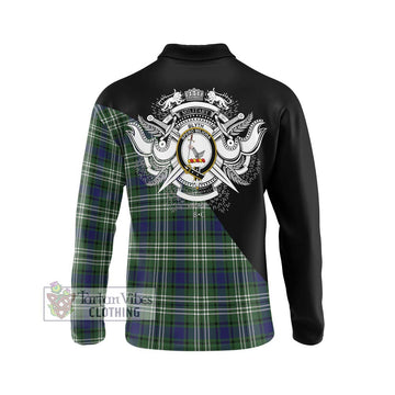 Blyth Tartan Long Sleeve Polo Shirt with Family Crest and Military Logo Style - Tartan Vibes Clothing