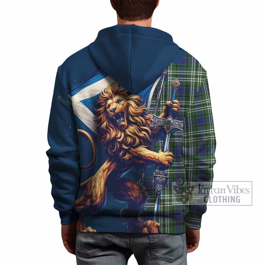 Blyth Tartan Family Crest Hoodie with Scottish Majestic Lion - Tartan Vibes Clothing