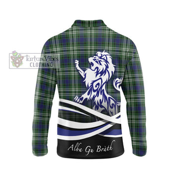 Blyth Tartan Long Sleeve Polo Shirt with Alba Gu Brath Regal Lion Emblem - Tartan Vibes Clothing