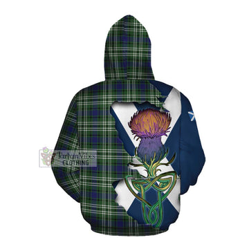 Tartan Vibes Clothing Blyth Tartan Family Crest Cotton Hoodie Scottish Thistle Celtic Inspired