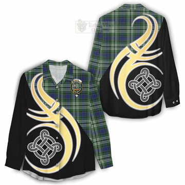 Blyth Tartan Women's Casual Shirt with Family Crest and Celtic Symbol Style - Tartan Vibes Clothing