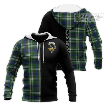 Blyth Tartan Knitted Hoodie with Family Crest and Half Of Me Style Unisex Knitted Zip Hoodie - Tartan Vibes Clothing