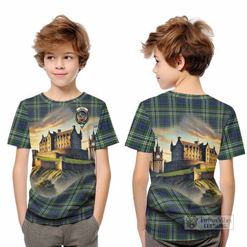 Tartan Vibes Clothing Blyth Tartan Family Crest Kid T-Shirt with Scottish Ancient Castle Style