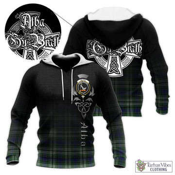 Tartan Vibes Clothing Blyth Tartan Knitted Hoodie Featuring Alba Gu Brath Family Crest Celtic Inspired