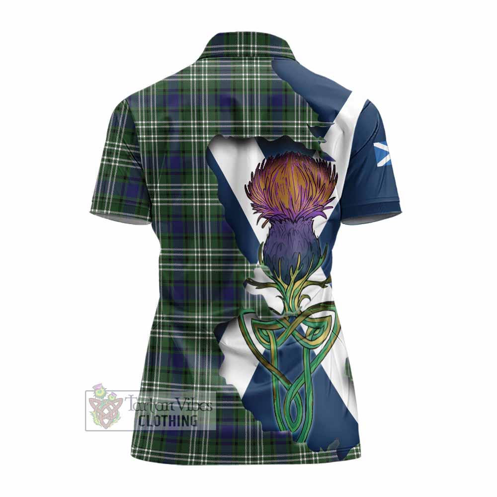 Tartan Vibes Clothing Blyth Tartan Family Crest Women's Polo Shirt Scottish Thistle Celtic Inspired