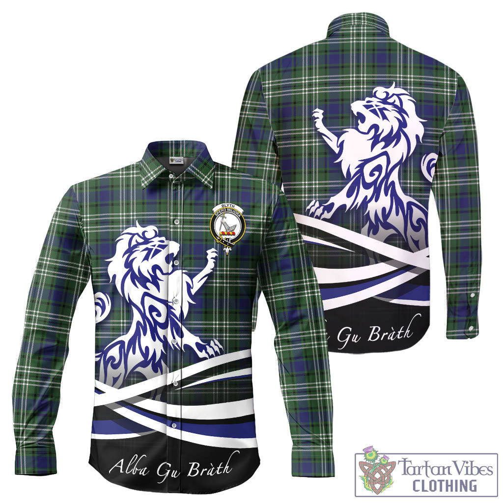 Blyth Tartan Long Sleeve Button Up Shirt with Alba Gu Brath Regal Lion Emblem - Tartan Vibes Clothing